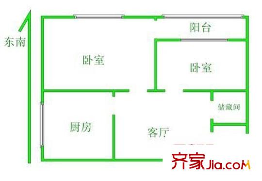 中桥三村户型图2室 户型图 2室1厅1卫1厨