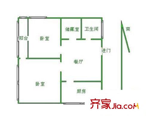 中桥三村户型图2室 户型图 2室1厅1卫1厨