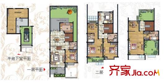 和泽佳苑户型图联排别墅D户型 6室3厅4卫1厨