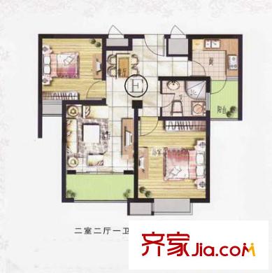 和泽佳苑户型图E户型 2室2厅1卫1厨