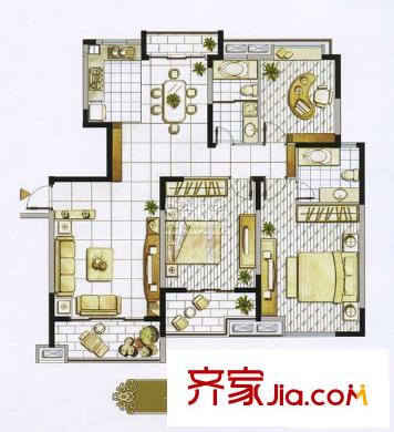 无锡洛城橙郡户型图H 3室2厅2卫
