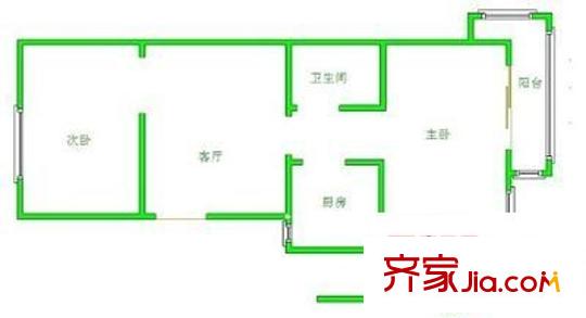 塔影一村户型图2室 户型图 2室1厅1卫1厨