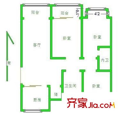 锦绣花园户型图3室 户型图 3室2厅2卫1厨
