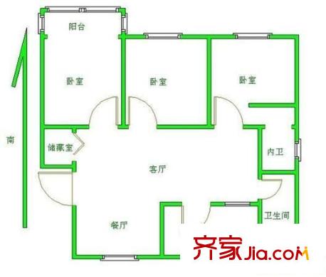 锦绣花园户型图3室 户型图 3室2厅2卫1厨