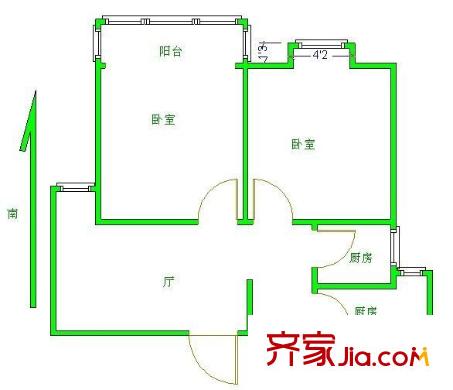 盛岸花园三期户型图2室 户型图 2室2厅1卫1厨