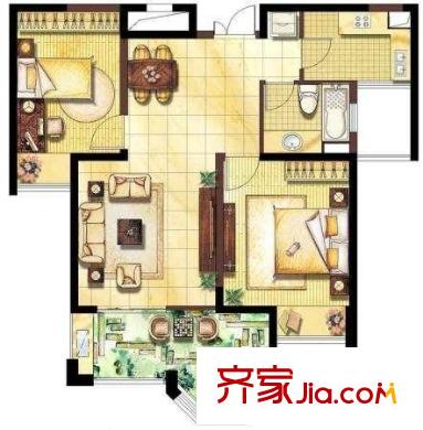 盛岸花园三期户型图2室 户型图 2室2厅1卫1厨