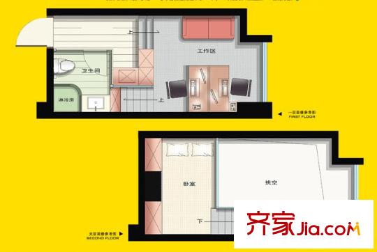 甲壳虫2933户型图A2 1室1厅1卫