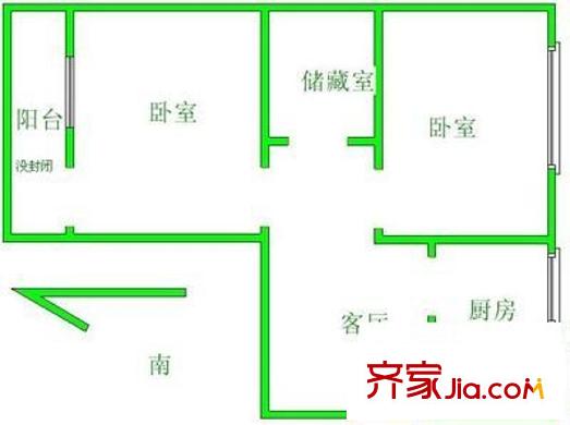 中桥三村户型图2室 户型图 2室1厅1卫1厨