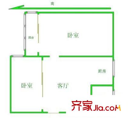 中桥三村户型图2室 户型图 2室1厅1卫1厨