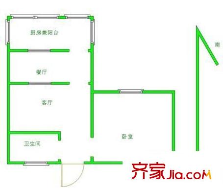 中桥三村户型图1室 户型图 1室1厅1卫1厨