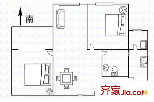 金领嘉园户型图2室 户型图 2室2厅1卫1厨