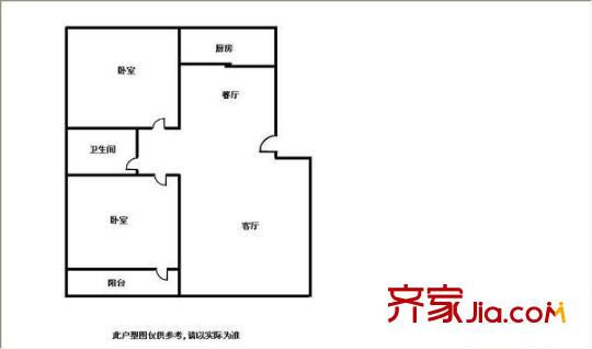 道长巷户型图2室 户型图 2室1厅1卫1厨