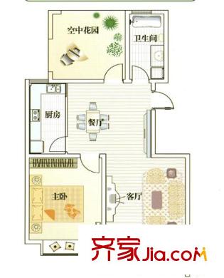 华夏春晓户型图二期B户型 2室2厅1卫