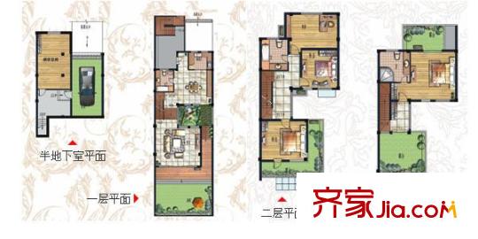 和泽佳苑户型图联排别墅B户型 4室2厅3卫1厨