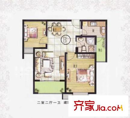 和泽佳苑户型图B户型 2室2厅1卫1厨