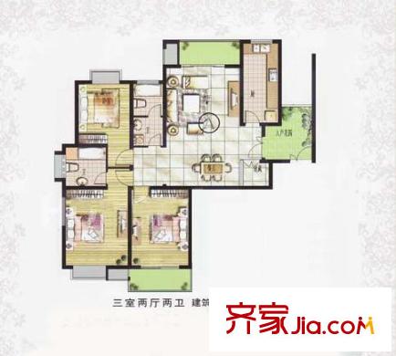 和泽佳苑户型图A户型 3室2厅2卫1厨