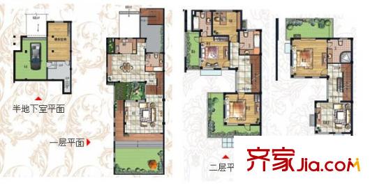 和泽佳苑户型图联排别墅A户型 4室3厅4卫1厨