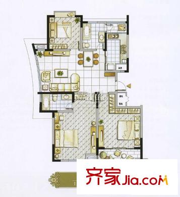 无锡洛城橙郡户型图N 3室2厅2卫