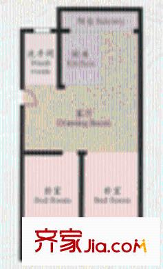 银杏苑户型图2室2厅1卫1厨