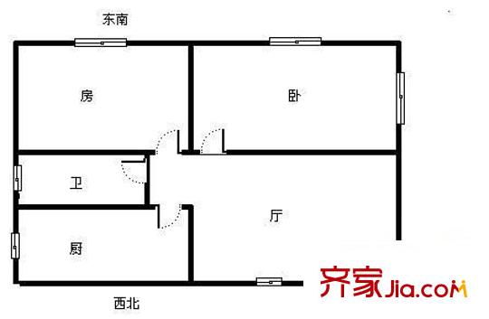 南洋花园户型图2室 户型图 2室1厅1卫1厨