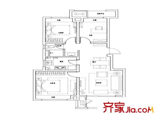 万科・新酩悦90平户型 3室2厅