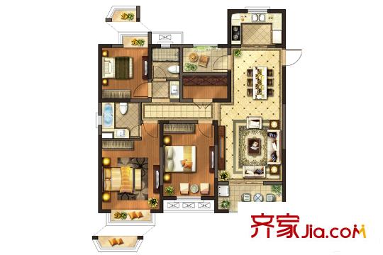 万科・新酩悦艺海原墅户型 4室2厅2卫1厨