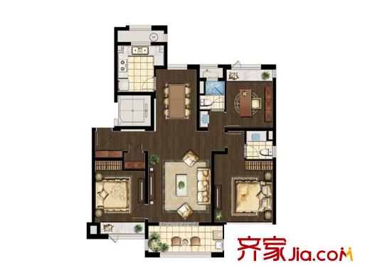 万科・新酩悦D5-A户型 3室2厅2卫1厨