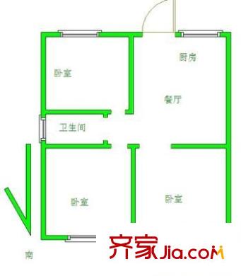 上马墩一村户型图3室 户型图 3室1厅1卫1厨