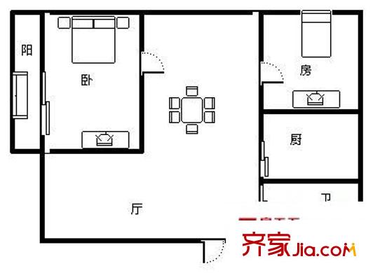 上马墩一村户型图2室 户型图 2室1厅1卫1厨