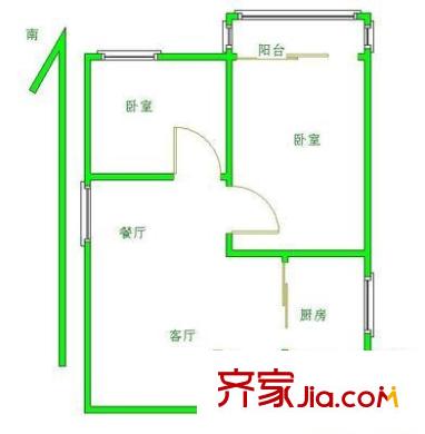上马墩一村户型图2室 户型图 2室2厅1卫1厨