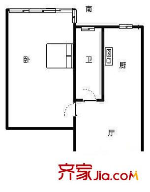南洋花园户型图1室 户型图 1室1厅1卫1厨