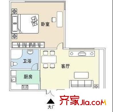 优族联盟户型图1室 户型图 1室1厅1卫1厨