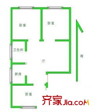 小娄巷户型图3室 户型图 3室1厅1卫1厨