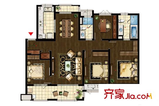 万科・新酩悦140平艺海原墅 4室2厅2卫1厨