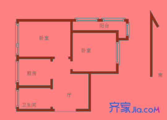 双河新村 2室 户型图
