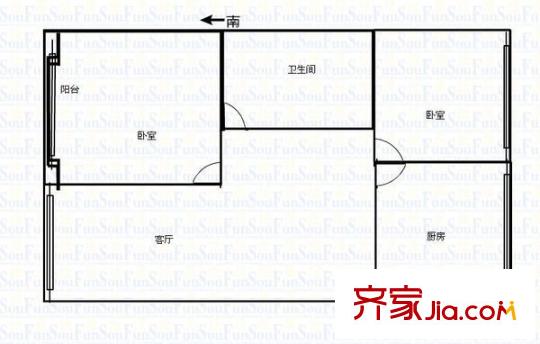 双河新村户型图2室 户型图 2室1厅1卫1厨