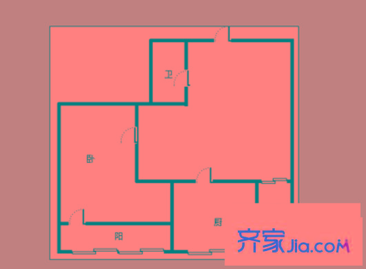 田基浜户型图1室 户型图 1室1厅1卫1厨