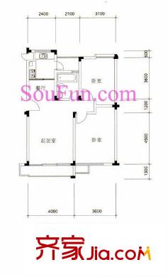 赛维拉假日花园户型图怡然欣园 2室2厅1卫1厨