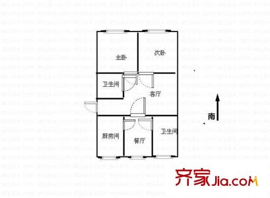 桃园新村 2室 户型图