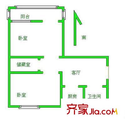 桃园新村户型图2室 户型图 2室1厅1卫1厨