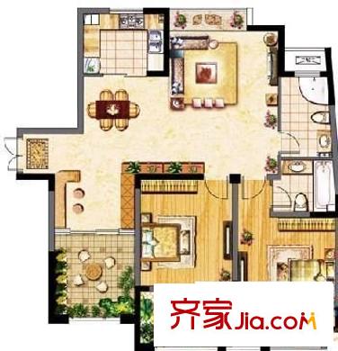 赛维拉假日花园户型图2室 户型图 2室2厅1卫