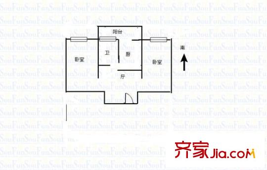 双河新村 2室 户型图