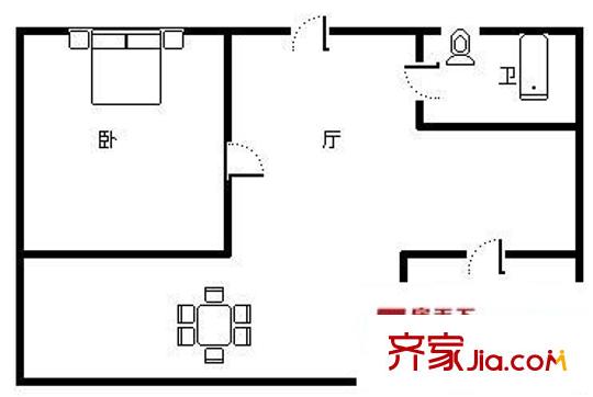 田基浜户型图1室 户型图 1室1厅1卫1厨