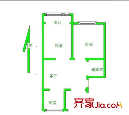 桃园新村 2室 户型图