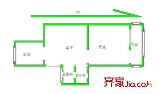 桃园新村 1室 户型图