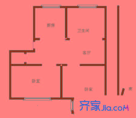 五里新村 2室 户型图