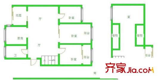 西太湖花园户型图4室 户型图 4室2厅1卫1厨