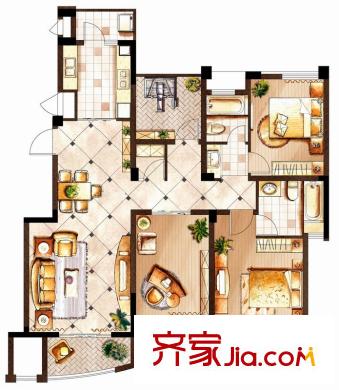 融创理想城市三期户型图3期8,9,10号楼小高层B2户型 3室2厅2卫