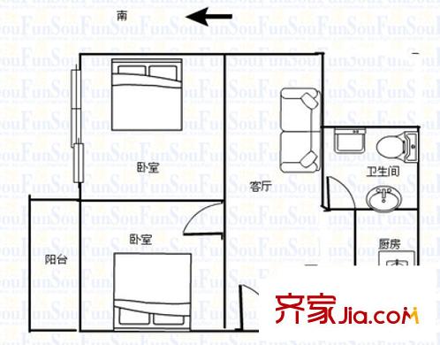棉花巷户型图2室 户型图 2室2厅1卫1厨
