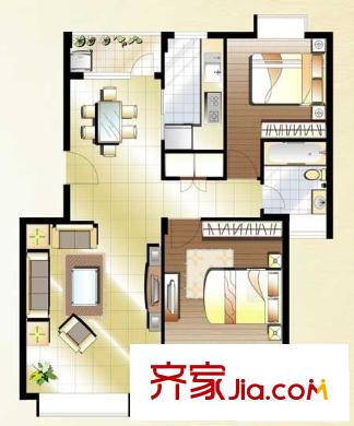 赛维拉假日花园户型图2室 户型图 2室2厅1卫1厨